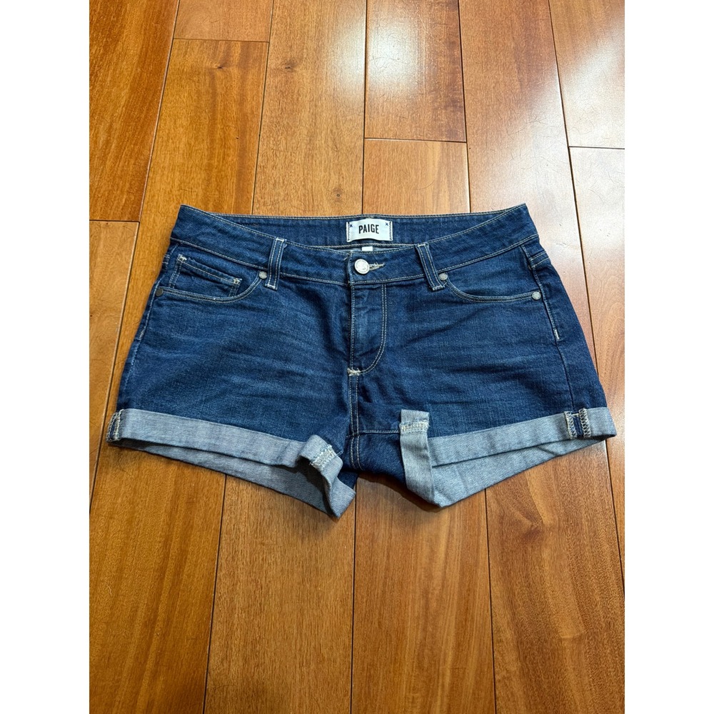 Paige Jimmy Jimmy Short Womens Blue Denim Cuffed Stretch Jean Shorts 25